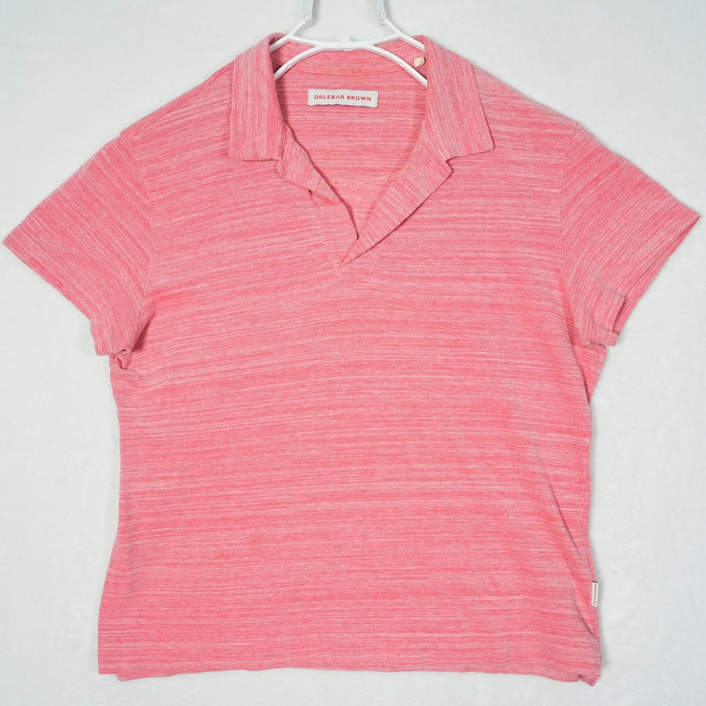 Orlebar Brown Pink Towelling Polo Shirt Mens Slim Medium Short Sleeve Portugal